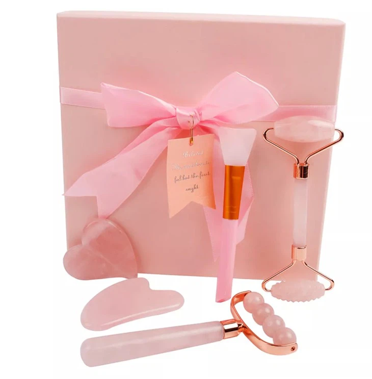 Rose quartz massage massage jade roller et gua sha sets