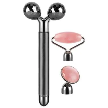 Black 3- dans -1 Electric 3D Jade Roller Face Massageur